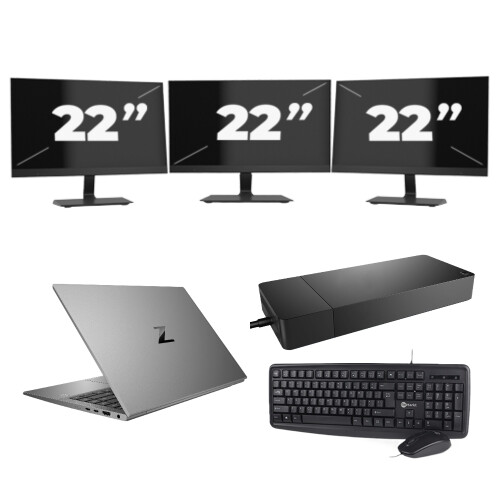 Refurbished HP ZBook Firefly 14 G7 - Intel Core i7-10e Generatie - 14 inch - 16GB RAM - 256GB SSD - Windows 11 Home + 3x 22 inch Monitor Tweedehands