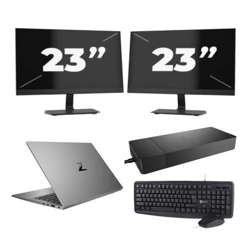 Refurbished HP ZBook Firefly 14 G7 - Intel Core i7-10e Generatie - 14 inch - 16GB RAM - 256GB SSD - Windows 11 Home + 2x 23 inch Monitor Tweedehands