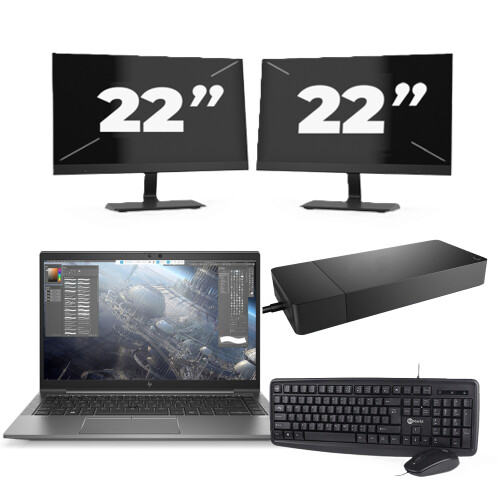 Refurbished HP ZBook Firefly 14 G7 - Intel Core i7-10e Generatie - 14 inch - 16GB RAM - 256GB SSD - Windows 11 Home + 2x 22 inch Monitor Tweedehands