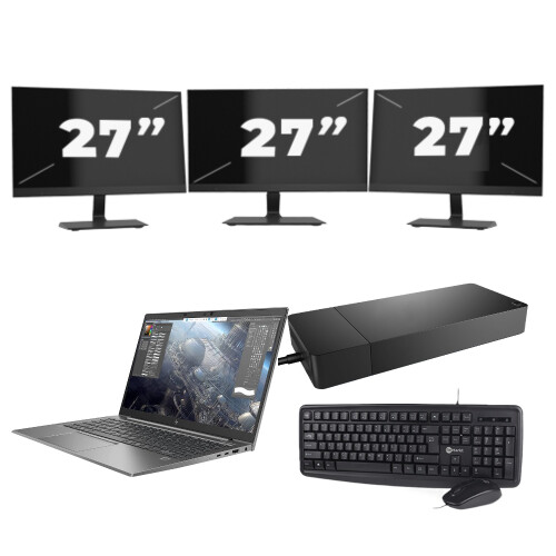 Refurbished HP ZBook Firefly 14 G8 - Intel Core i7-11e Generatie - 14 inch - 16GB RAM - 256GB SSD - GPU - Windows 11 Home + 3x 27 inch Monitor Tweedehands