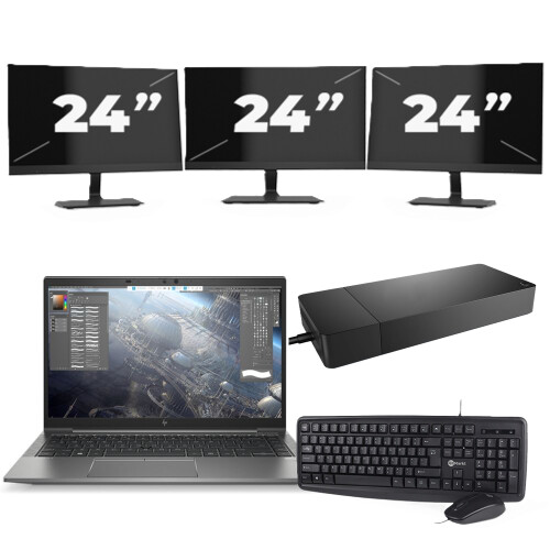 Refurbished HP ZBook Firefly 14 G8 - Intel Core i7-11e Generatie - 14 inch - 16GB RAM - 256GB SSD - Windows 11 Home + 3x 24 inch Monitor Tweedehands