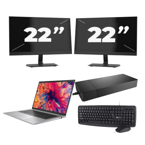 Refurbished HP ZBook Firefly 14 G9 - Intel Core i7-12e Generatie - 14 inch - 8GB RAM - 256GB SSD - Windows 11 + 2x 22 inch Monitor Tweedehands