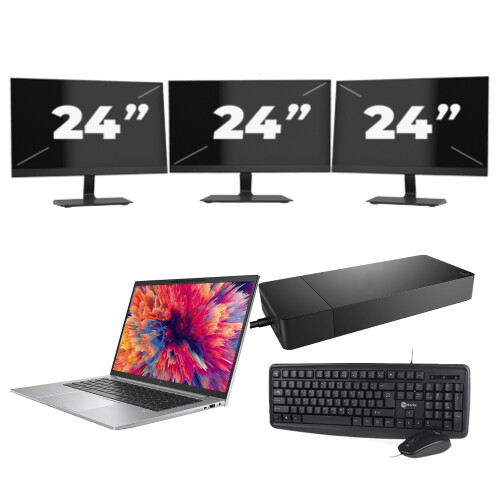 Refurbished HP ZBook Firefly 14 G9 - Intel Core i7-12e Generatie - 14 inch - 8GB RAM - 256GB SSD - Windows 11 + 3x 24 inch Monitor Tweedehands