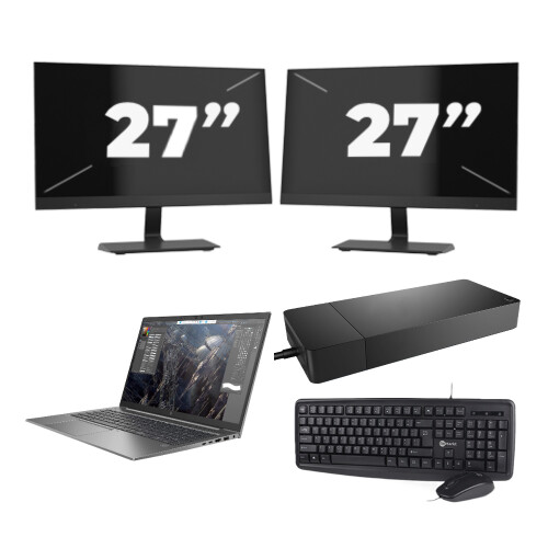 Refurbished HP ZBook Firefly 15 G7 - Intel Core i7-10e Generatie - 15 inch - 16GB RAM - 256GB SSD - GPU - Windows 11 Home + 2x 27 inch Monitor Tweedehands