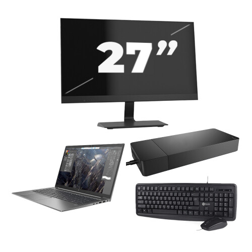 Refurbished HP ZBook Firefly 15 G7 - Intel Core i7-10e Generatie - 15 inch - 16GB RAM - 256GB SSD - GPU - Windows 11 Home + 1x 27 inch Monitor Tweedehands