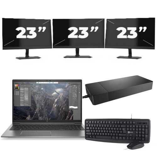 Refurbished HP ZBook Firefly 15 G7 - Intel Core i7-10e Generatie - 15 inch - 16GB RAM - 256GB SSD - Windows 11 + 3x 23 inch Monitor Tweedehands