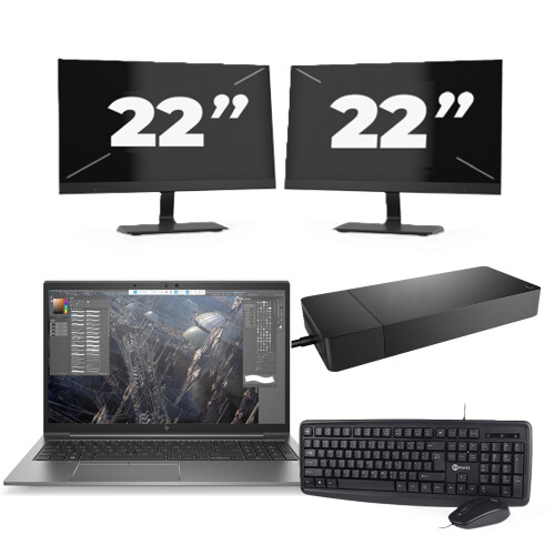 Refurbished HP ZBook Firefly 15 G7 - Intel Core i7-10e Generatie - 15 inch - 8GB RAM - 256GB SSD - Windows 11 + 2x 22 inch Monitor Tweedehands