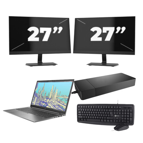 Refurbished HP ZBook Firefly 15 G8 - Intel Core i7-11e Generatie - 15 inch - 16GB RAM - 256GB SSD - GPU - Windows 11 Home + 2x 27 inch Monitor Tweedehands