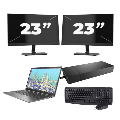 Refurbished HP ZBook Firefly 15 G8 - Intel Core i7-11e Generatie - 15 inch - 8GB RAM - 256GB SSD - Windows 11 Home + 2x 23 inch Monitor Tweedehands