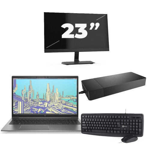 Refurbished HP ZBook Firefly 15 G8 - Intel Core i7-11e Generatie - 15 inch - 8GB RAM - 256GB SSD - Windows 11 Home + 1x 23 inch Monitor Tweedehands