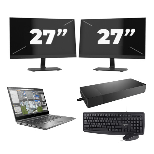 Refurbished HP ZBook Fury 15 G8 - Intel Core i7-11e Generatie - 15 inch - 16GB RAM - 256GB SSD - GPU - Windows 11 Home + 2x 27 inch Monitor Tweedehands