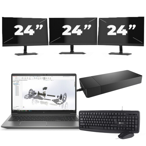 Refurbished HP ZBook Power G8 - Intel Core i7-11e Generatie - 15 inch - 8GB RAM - 256GB SSD - Windows 11 + 3x 24 inch Monitor Tweedehands