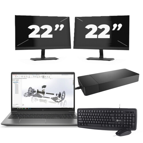 Refurbished HP ZBook Power G8 - Intel Core i7-11e Generatie - 15 inch - 16GB RAM - 256GB SSD - Windows 11 + 2x 22 inch Monitor Tweedehands