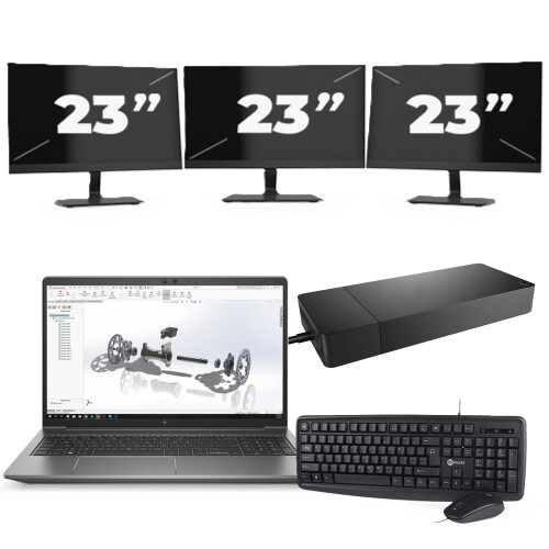 Refurbished HP ZBook Power G8 - Intel Core i7-11e Generatie - 15 inch - 8GB RAM - 256GB SSD - Windows 11 + 3x 23 inch Monitor Tweedehands