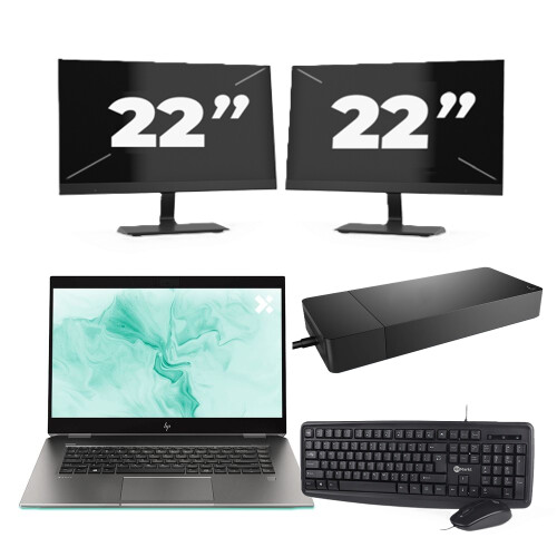 Refurbished HP ZBook Studio G5 - Intel Core i7-8e Generatie - 15 inch - 8GB RAM - 256GB SSD - Windows 11 + 2x 22 inch Monitor Tweedehands