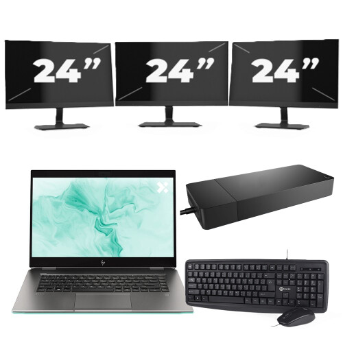 Refurbished HP ZBook Studio G5 - Intel Core i7-8e Generatie - 15 inch - 16GB RAM - 256GB SSD - Windows 11 + 3x 24 inch Monitor Tweedehands