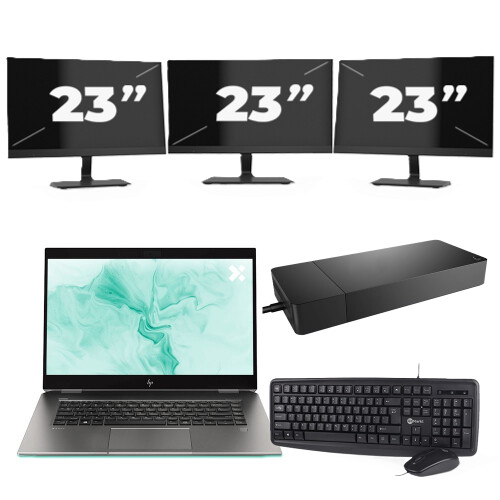 Refurbished HP ZBook Studio G5 - Intel Core i7-8e Generatie - 15 inch - 16GB RAM - 256GB SSD - Windows 11 + 3x 23 inch Monitor Tweedehands