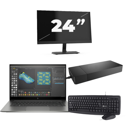 Refurbished HP ZBook Studio G7 - Intel Core i7-10e Generatie - 15 inch - 16GB RAM - 256GB SSD - Windows 11 + 1x 24 inch Monitor Tweedehands
