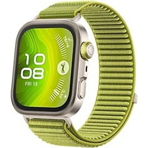 Refurbished Huawei Watch Fit 4 Pro 40 mm zilver met nylon bandje groen Tweedehands