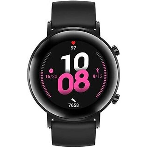 Refurbished Huawei Watch GT 2 42 mm zwart met siliconenarmband zwart Tweedehands
