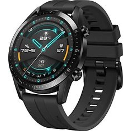 Refurbished Huawei Watch GT 2 46 mm zwart met siliconenarmband zwart Tweedehands