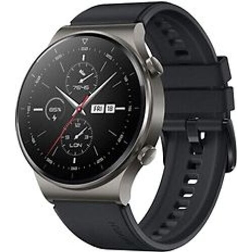 Refurbished Huawei Watch GT 2 Pro 47 mm grijs met nachtzwart siliconenarmband Tweedehands