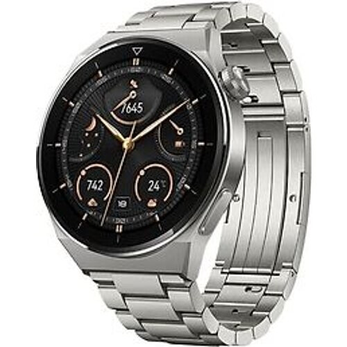 Refurbished Huawei Watch GT 3 Pro 46 mm titanium met roestvrijstalen armband titanium Tweedehands