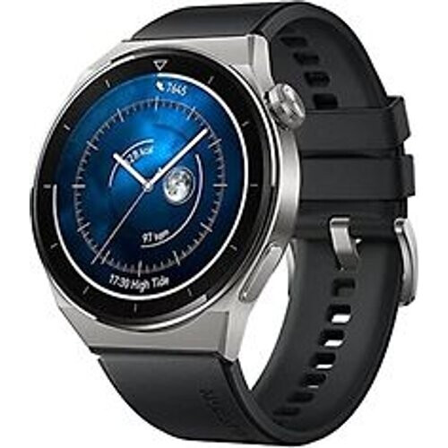 Refurbished Huawei Watch GT 3 Pro 46mm titanium met fluorelastomeer bandje zwart Tweedehands
