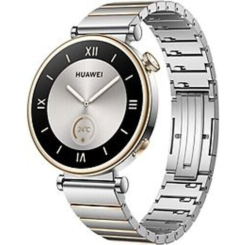 Refurbished Huawei Watch GT 4 41 mm goud met roestvrijstalen armband zilver Tweedehands