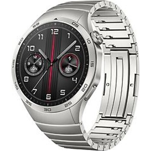 Refurbished Huawei Watch GT 4 46 mm zilver met roestvrijstalen armband zilver Tweedehands