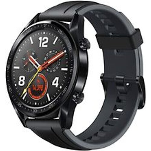 Refurbished Huawei Watch GT 46,5 mm zwart met siliconenarmband zwart Tweedehands