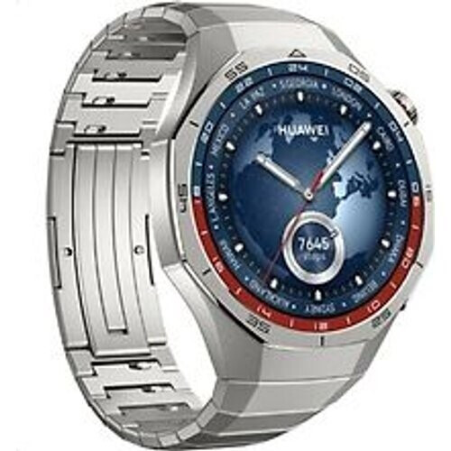 Refurbished Huawei Watch GT 5 Pro 46 mm roestvrij stalen kast zilver met titanium bandje zilver Tweedehands