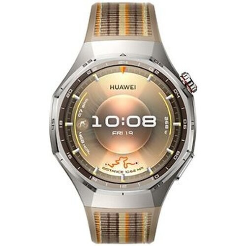 Refurbished Huawei Watch GT 6 Pro 46 mm titaniumm kast zilver met nylon bandje bruin Tweedehands