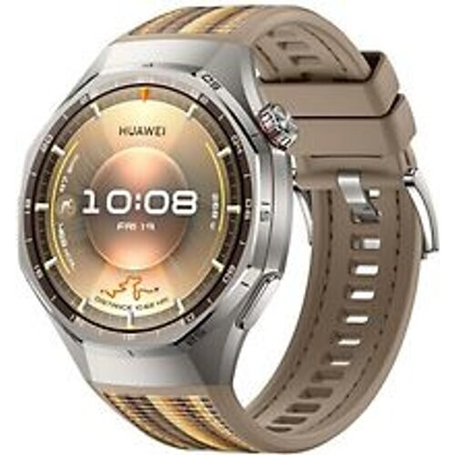 Refurbished Huawei Watch GT 6 Pro 46 mm titaniumm kast zilver met nylon bandje bruin Tweedehands