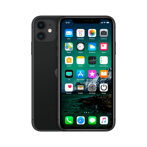 Refurbished iPhone 11 128 GB Zwart Als nieuw + Nieuwe batterij Tweedehands