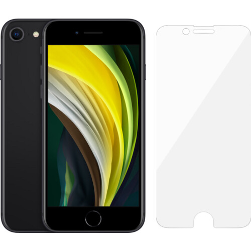 Refurbished iPhone SE 2020 64GB Zwart (Licht gebruikt) + BlueBuilt screenprotector Tweedehands