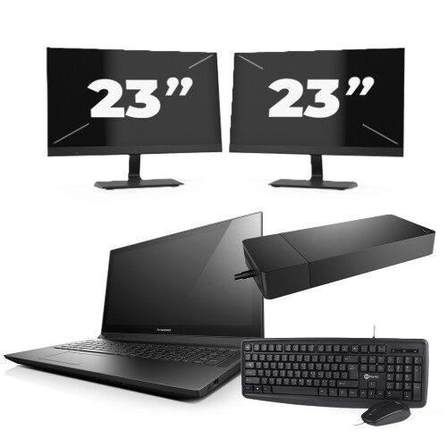 Refurbished Lenovo B50-70 - Intel Core i3-4e Generatie - 15 inch - 8GB RAM - 256GB SSD - Windows 11 Home + 2x 23 inch Monitor Tweedehands