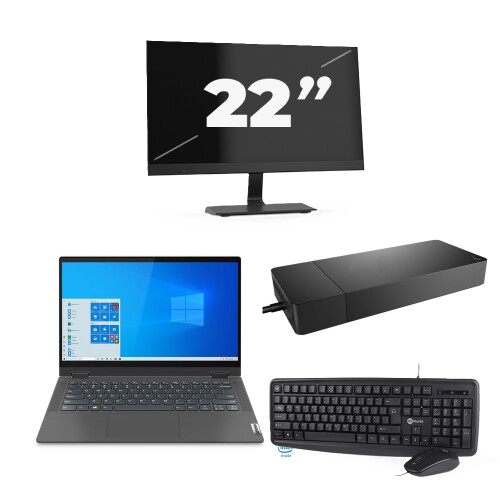 Refurbished Lenovo IdeaPad Flex 5 14ITL05 - Intel Core i3-11e Generatie - 14 inch - 16GB RAM - 256GB SSD - Windows 11 Home + 1x 22 inch Monitor Tweedehands