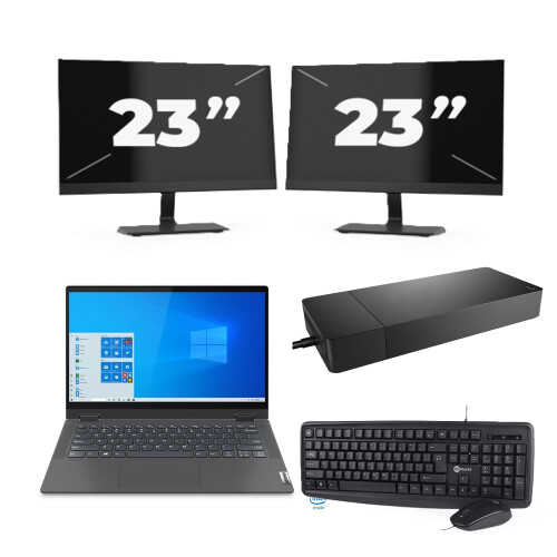 Refurbished Lenovo IdeaPad Flex 5 14ITL05 - Intel Core i3-11e Generatie - 14 inch - 16GB RAM - 256GB SSD - Windows 11 Home + 2x 23 inch Monitor Tweedehands