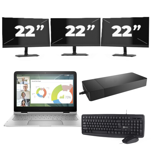 Refurbished Lenovo ThinkBook 13s G2 - Intel Core i5-11e Generatie - 13 inch - 8GB RAM - 256GB SSD - Windows 11 Home + 3x 22 inch Monitor Tweedehands