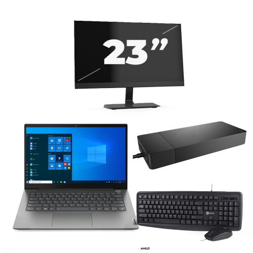 Refurbished Lenovo ThinkBook 14 G3 ACL - AMD Ryzen 7 5700U - 14 inch - 16GB RAM - 256GB SSD - Windows 11 Home + 1x 23 inch Monitor Tweedehands