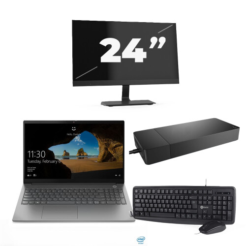 Refurbished Lenovo ThinkBook 15 G2 ITL - Intel Core i5-11e Generatie - 15 inch - 16GB RAM - 256GB SSD - Windows 11 Home + 1x 24 inch Monitor Tweedehands