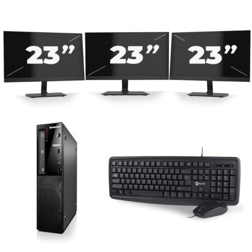 Refurbished Lenovo ThinkCentre Edge 71 SFF - Intel Core i7-3e Generatie - 16GB RAM - 256GB SSD - Windows 10 + 3x 23 inch Monitor Tweedehands