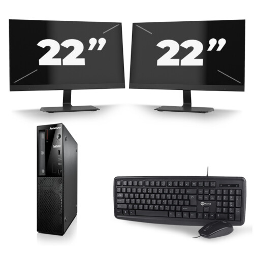 Refurbished Lenovo ThinkCentre Edge 72 SFF - Intel Core i7-3e Generatie - 16GB RAM - 256GB SSD - Windows 10 + 2x 22 inch Monitor Tweedehands