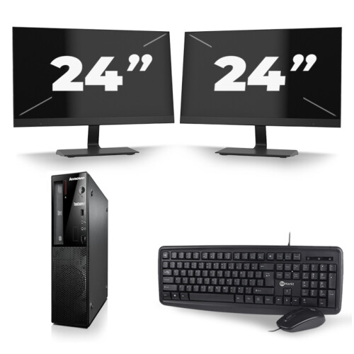 Refurbished Lenovo ThinkCentre Edge 72 SFF - Intel Core i7-3e Generatie - 16GB RAM - 256GB SSD - Windows 10 + 2x 24 inch Monitor Tweedehands