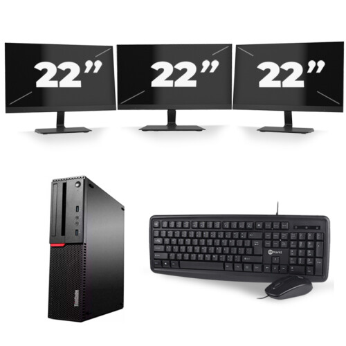 Refurbished Lenovo ThinkCentre M700 SFF - Intel Core i5-6e Generatie - 8GB RAM - 256GB SSD - Windows 11 + 3x 22 inch Monitor Tweedehands