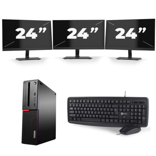 Refurbished Lenovo ThinkCentre M700 SFF - Intel Core i5-6e Generatie - 8GB RAM - 256GB SSD - Windows 11 + 3x 24 inch Monitor Tweedehands