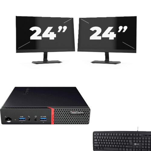 Refurbished Lenovo ThinkCentre M700 USFF - Intel Core i3-6e Generatie - 8GB RAM - 256GB SSD - Windows 11 + 2x 24 inch Monitor Tweedehands