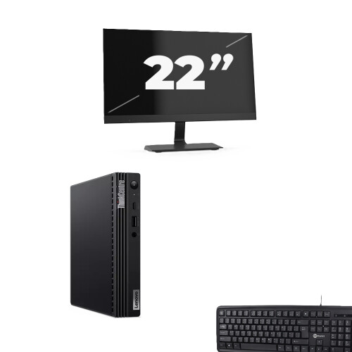Refurbished Lenovo ThinkCentre M70q USFF - Intel Core i5-10e Generatie - 8GB RAM - 256GB SSD - Windows 11 + 1x 22 inch Monitor Tweedehands