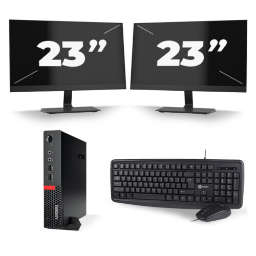 Refurbished Lenovo ThinkCentre M710q USFF - Intel Core i5-6e Generatie - 8GB RAM - 256GB SSD - Windows 11 + 2x 23 inch Monitor Tweedehands